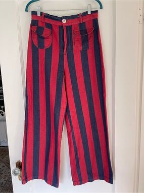 La Veste Striped Red and Navy Wide-Leg guardasol pants